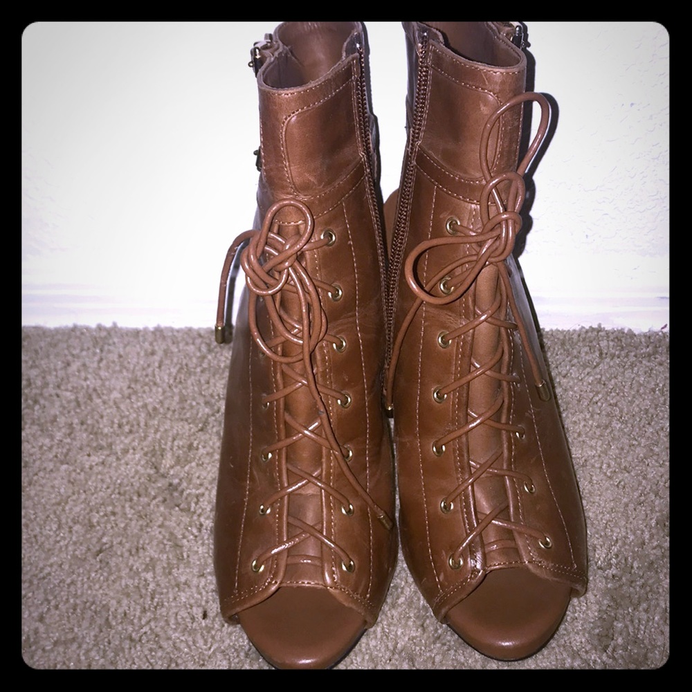 Brown lace up heels